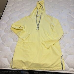 J. Jill Yellow Hoodie with Blue Embroidery Size XS Sporty Comfy Casual